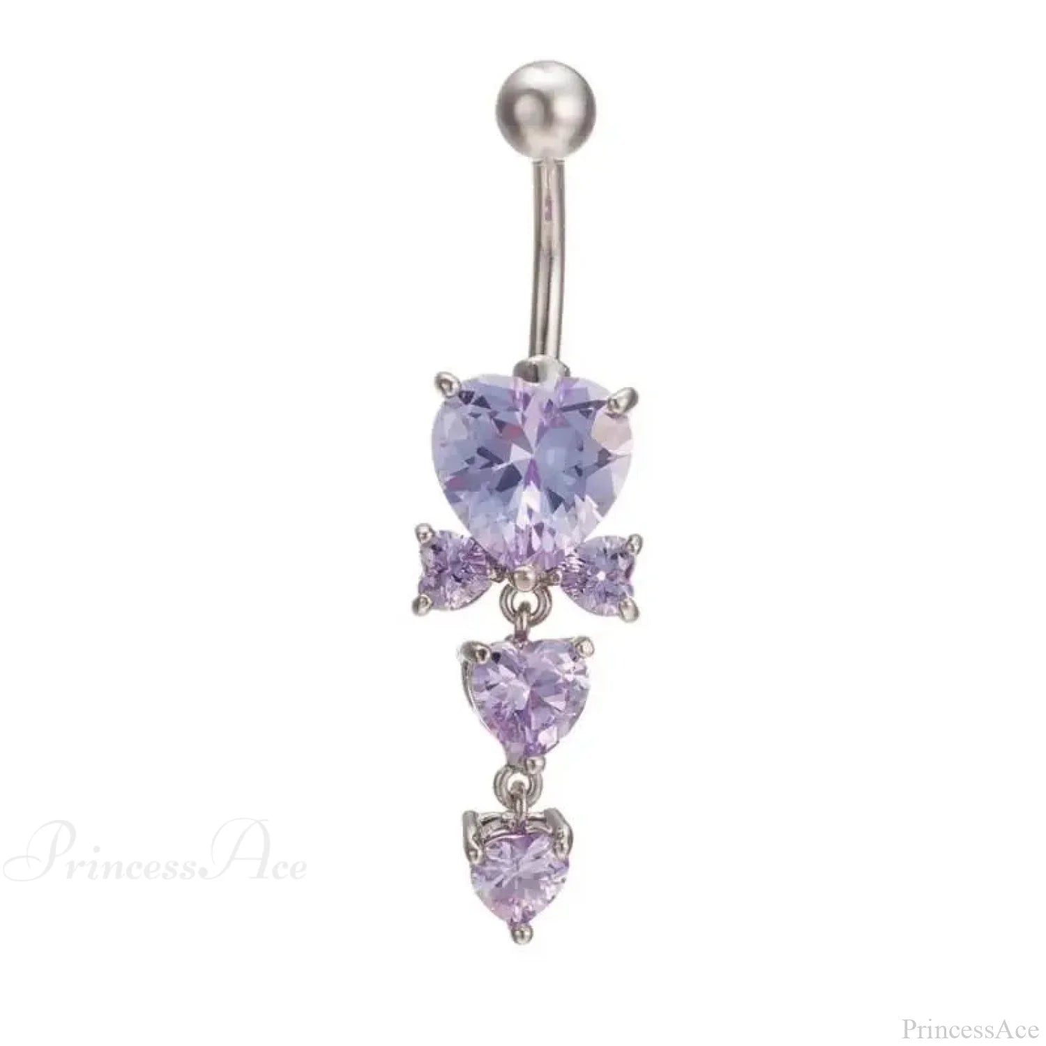 Shiny Crystal Heart Dark Belly Ring Purple