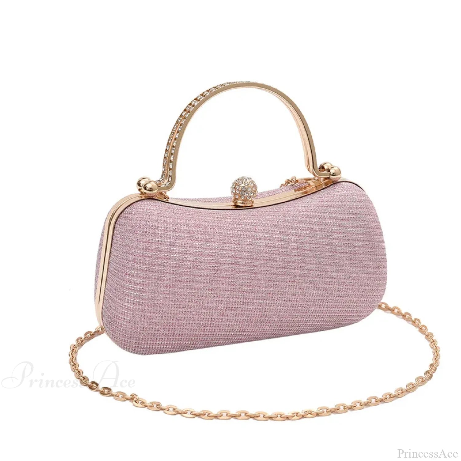 Shiny Heart Shape Evening Clutch Chain Shoulder Bag Pink clutchbag-250126