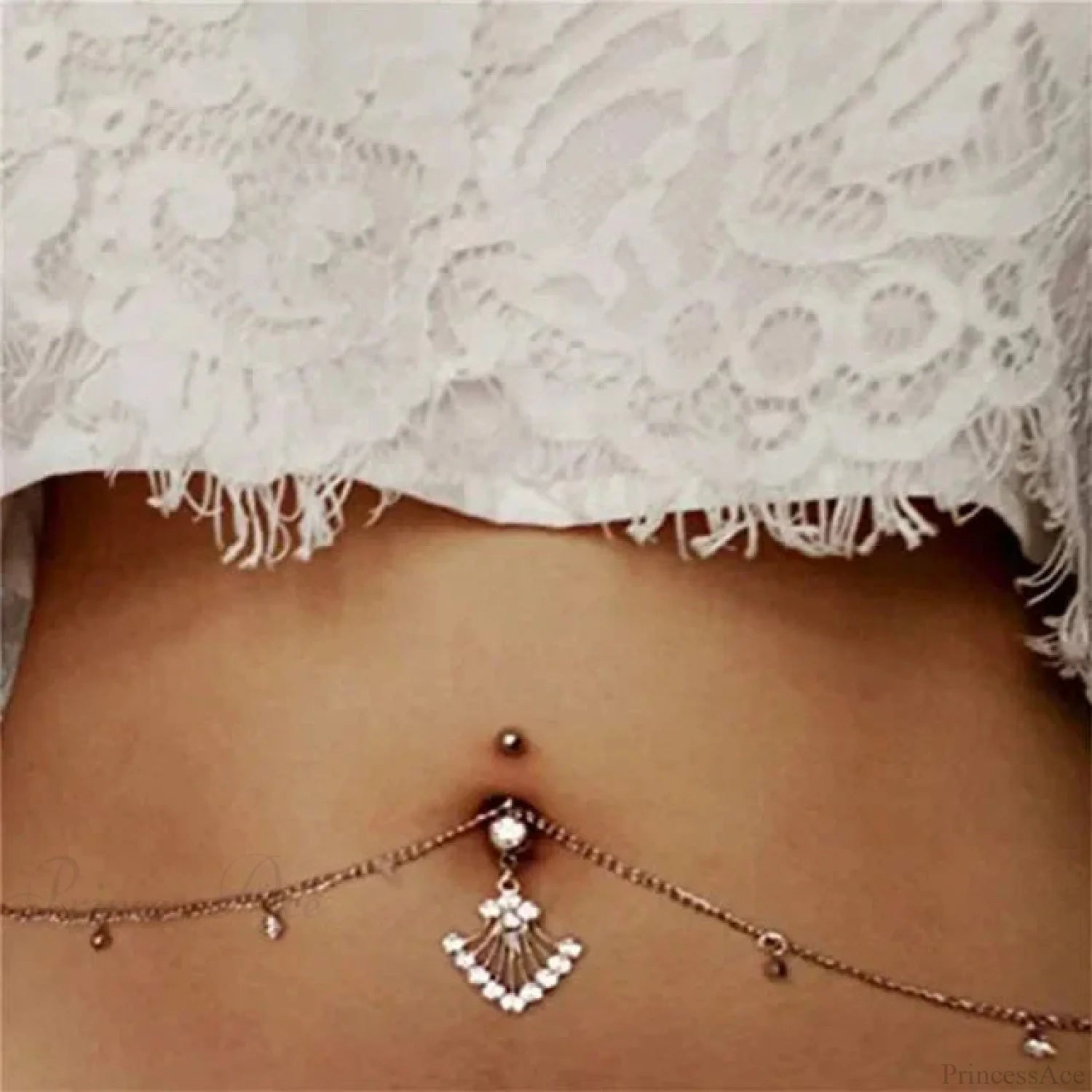 Shiny Metal Chain Dark Belly Ring