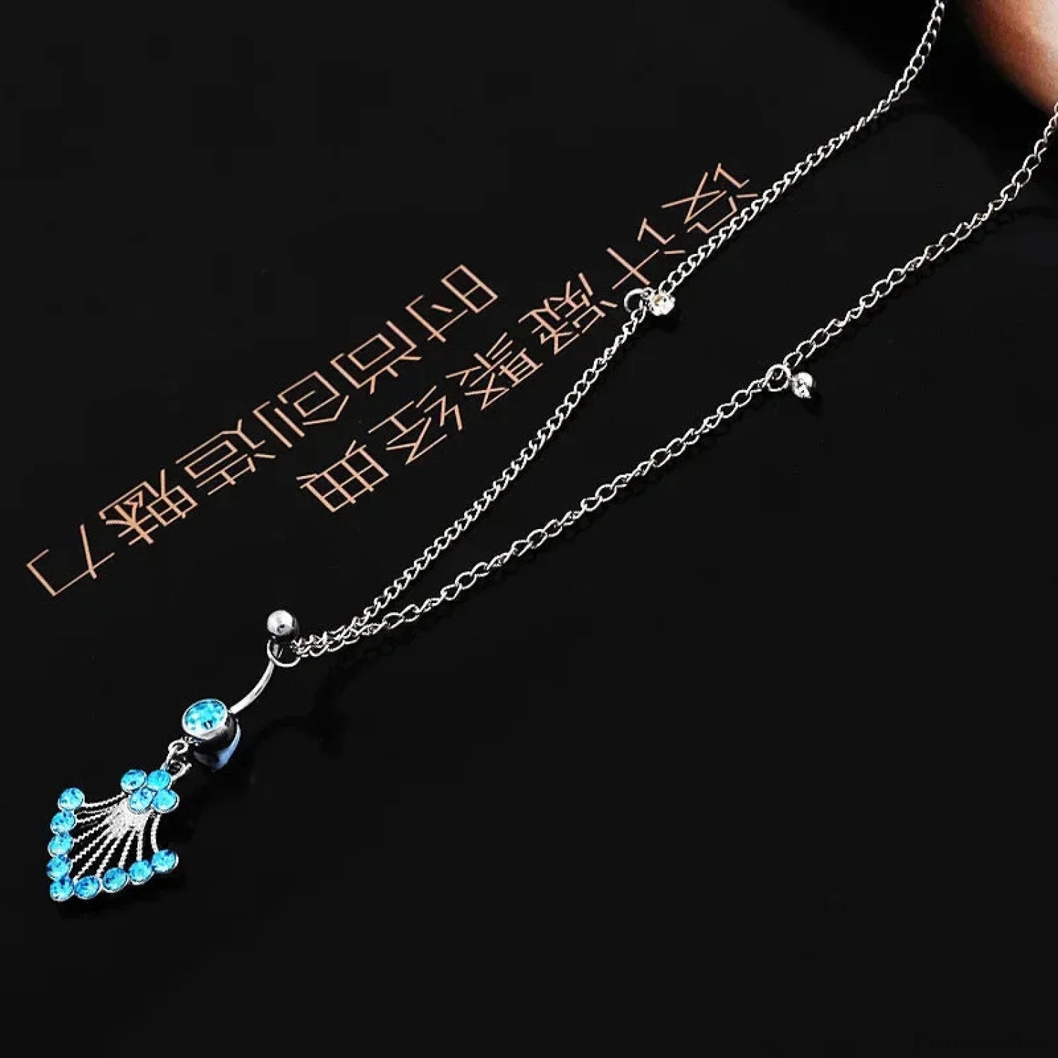 Shiny Metal Chain Dark Belly Ring sliver12