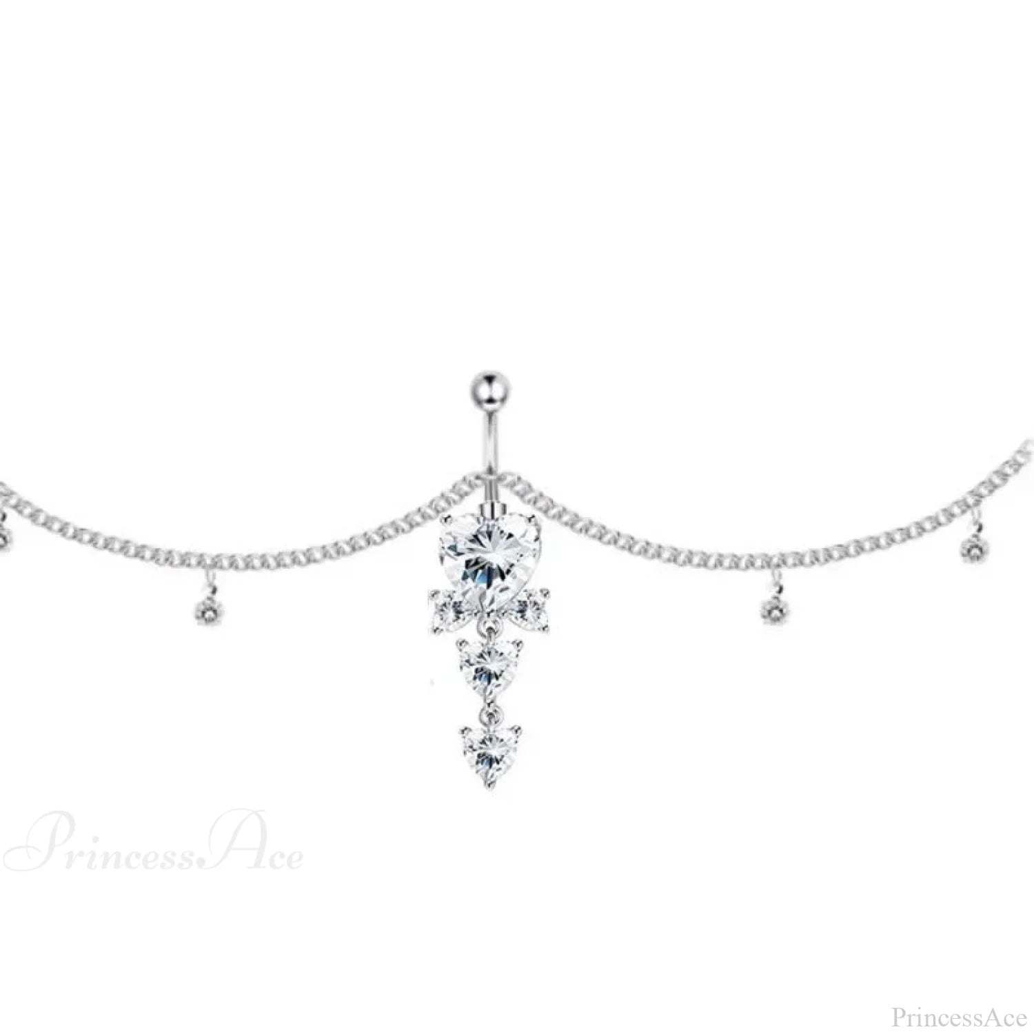 Shiny Metal Chain Dark Belly Ring sliver5