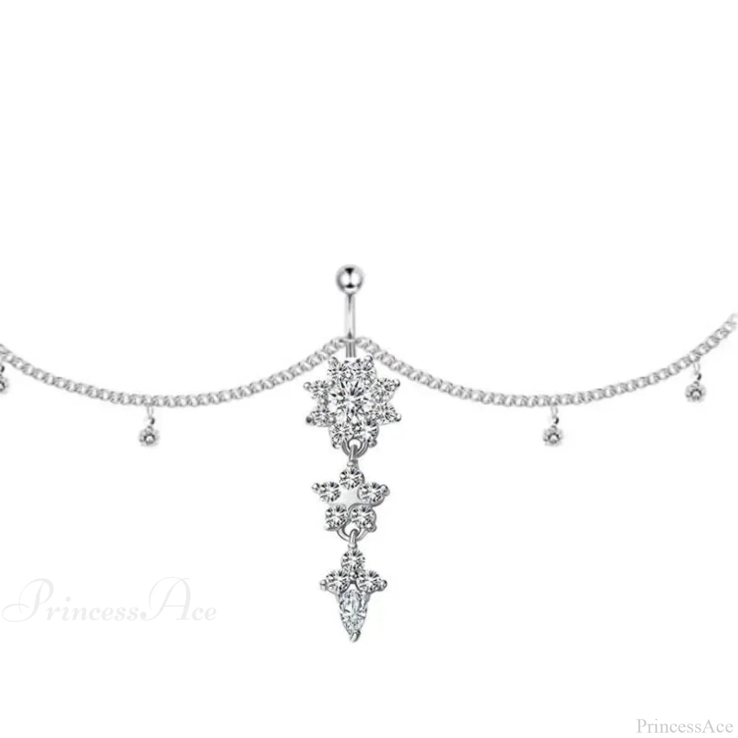 Shiny Metal Chain Dark Belly Ring sliver7