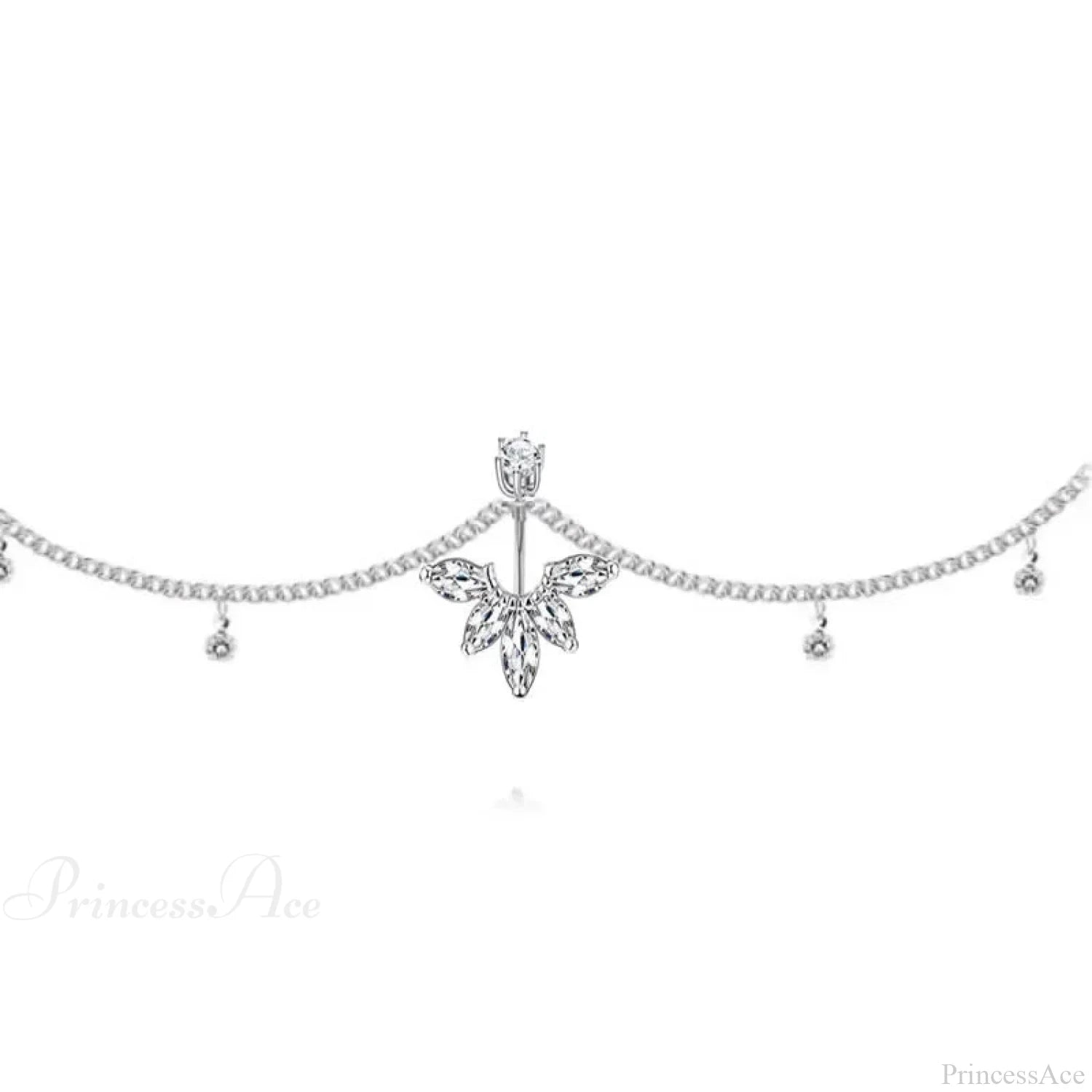 Shiny Metal Chain Dark Belly Ring sliver9