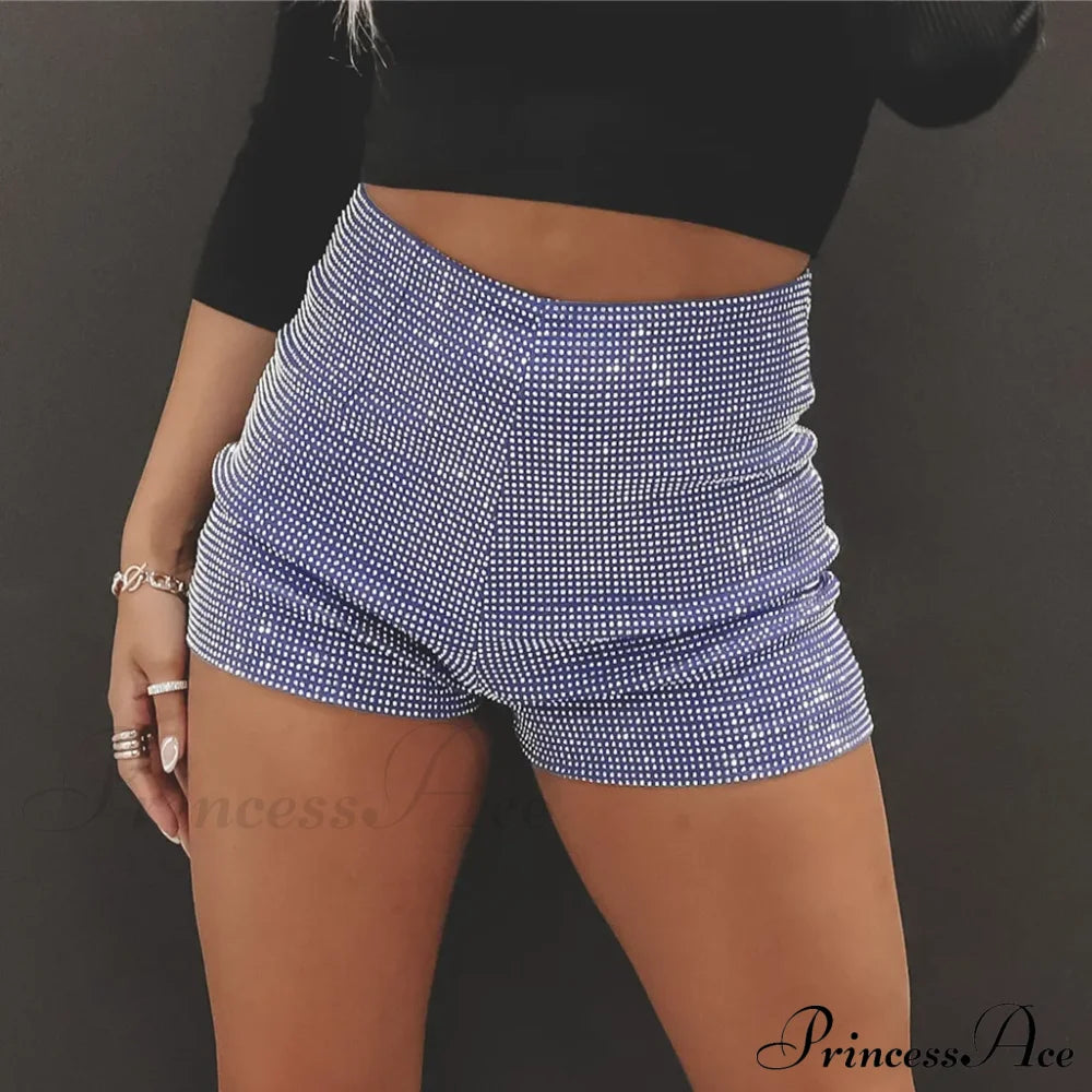 Shiny Rhinestone High Waist Summer Beach Nightclub Streetwear Casual Short