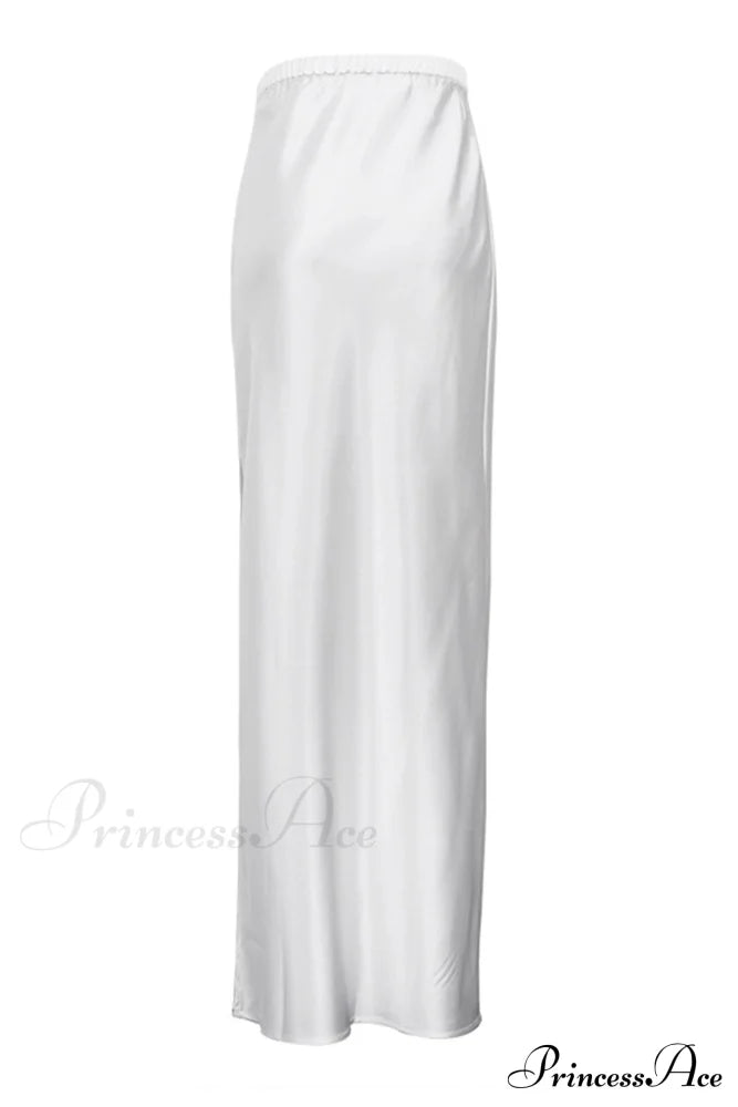 Side Skirt With High Full-Length And White Slit Waist Skirts