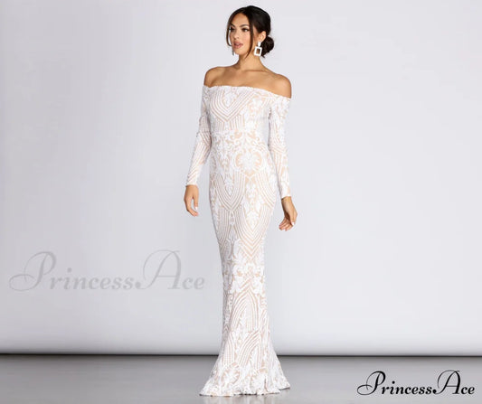 Sierra Sequin Off Charming The Shoulder Formal Dress S.o. Long Dresses