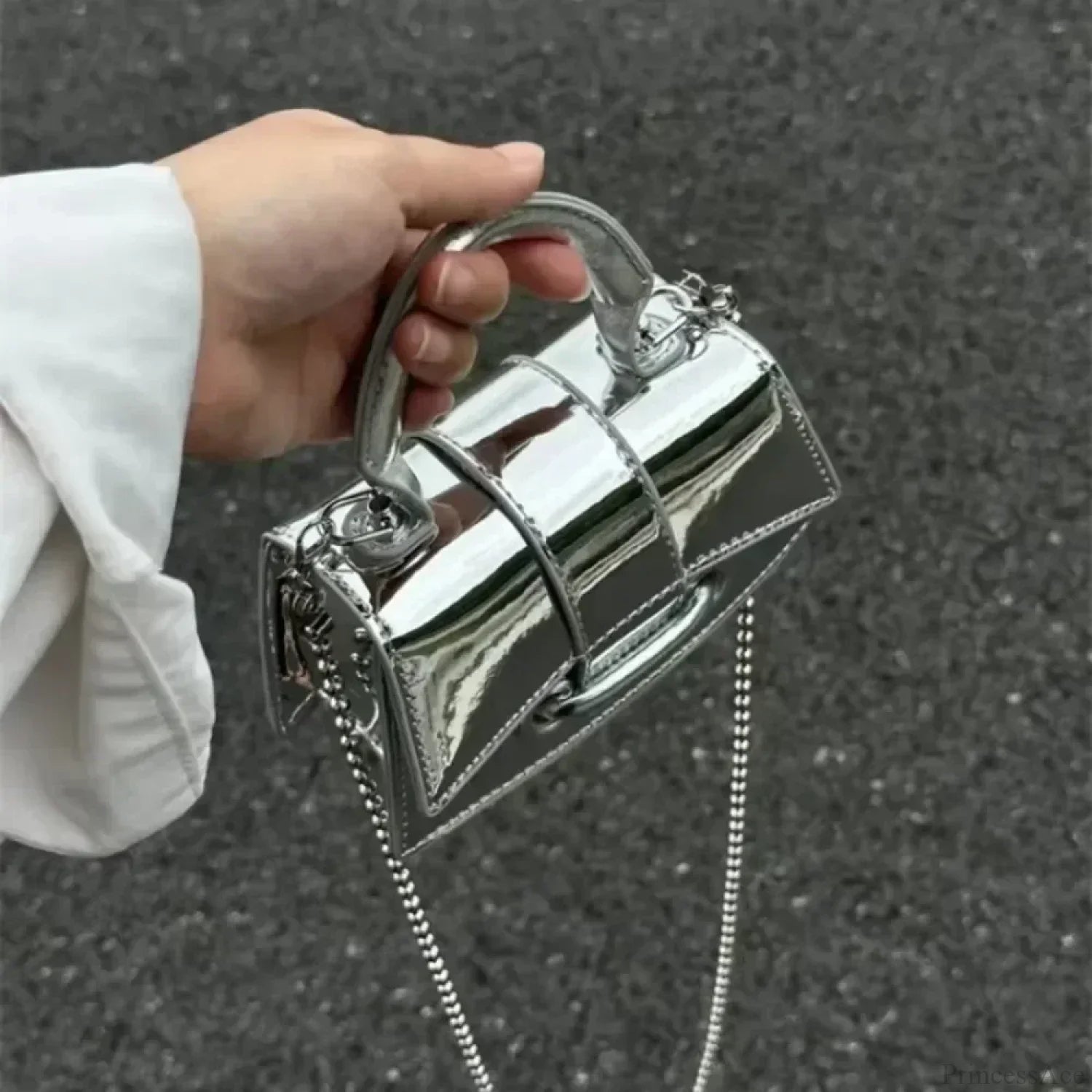 Silver Chic PU Leather Crossbody Handbag handbag-250126