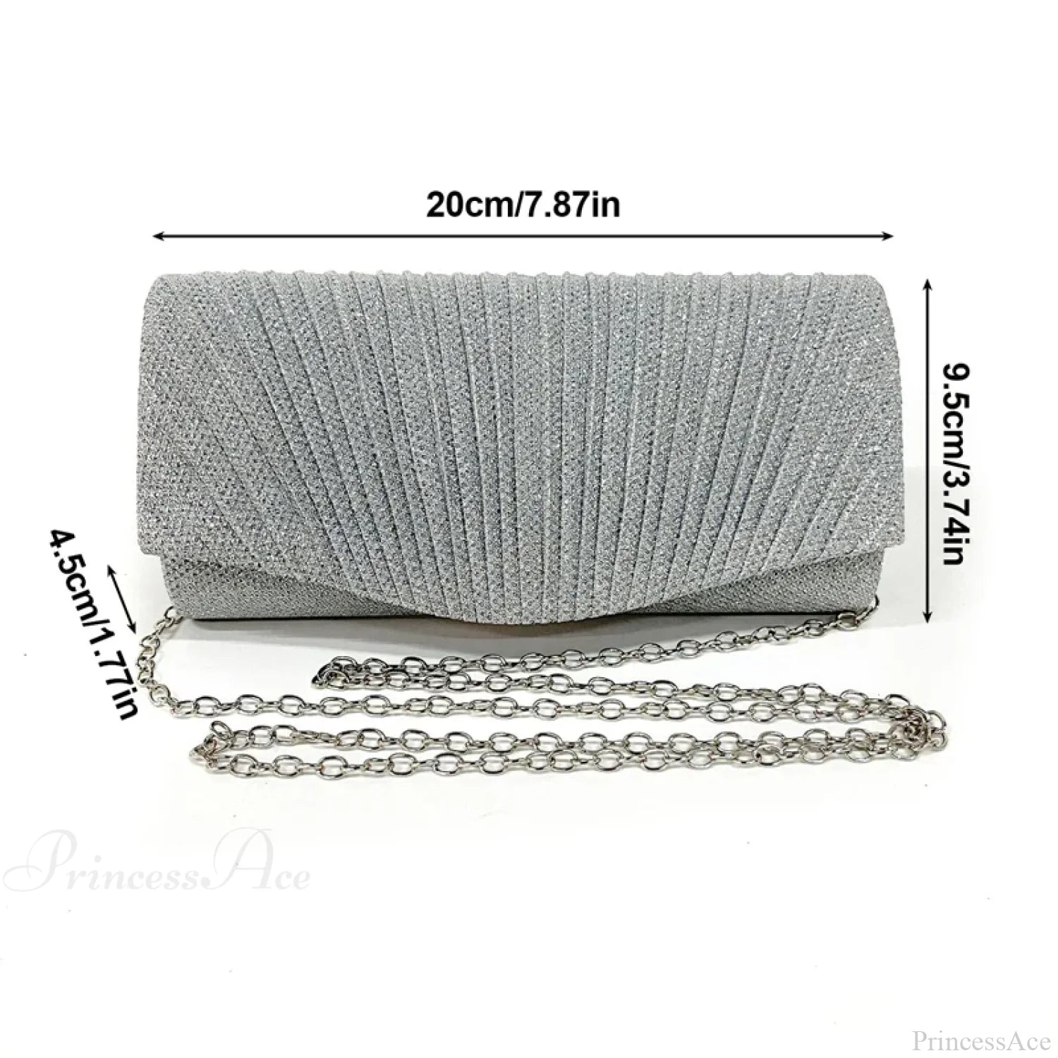 Silver Glitter Evening Clutch Wristlet SILVER wristlet-250126