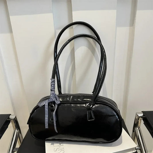 Silver Pillow Crossbody Shoulder Bag Black (free Ribbon) shoulder-250126