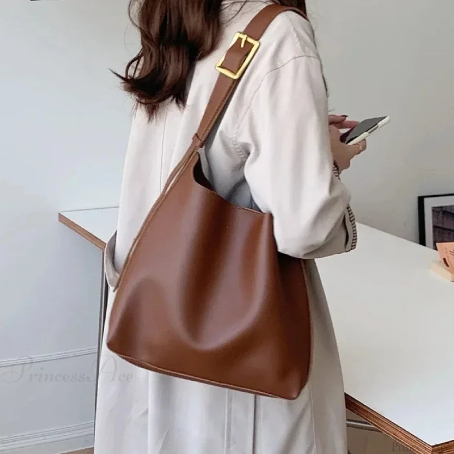 Silver Pleated Drawstring Shoulder Bag shoulder-250126