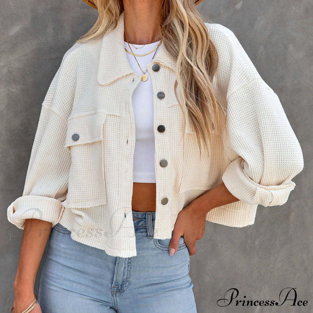 Simple Casual Mini Short Jacket White / S