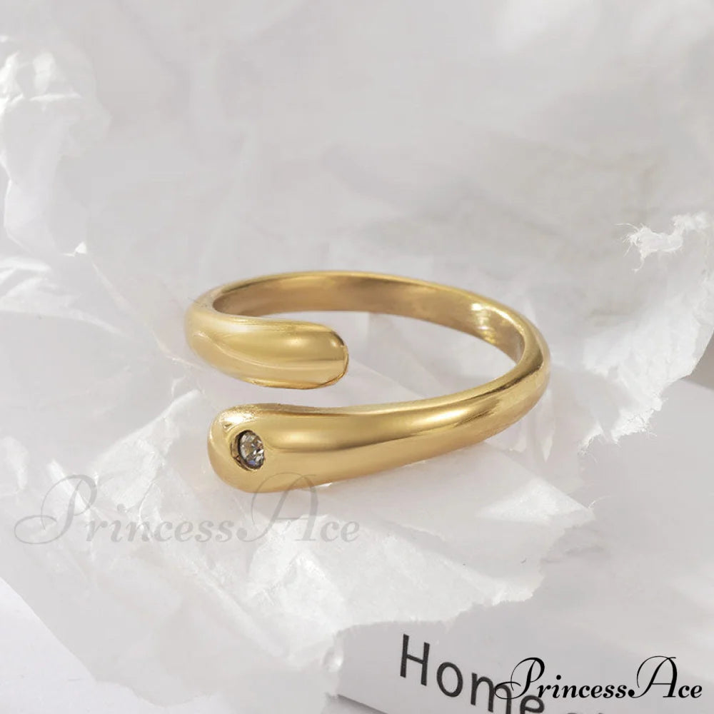 Simple Diamond Studded Gold Plating Rings