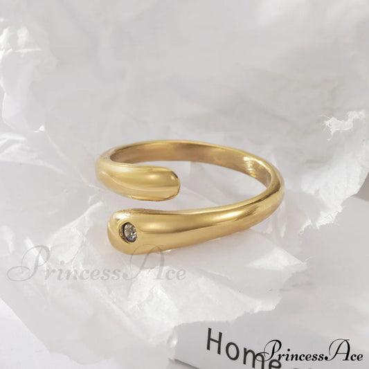 Simple Diamond Studded Gold Plating Rings