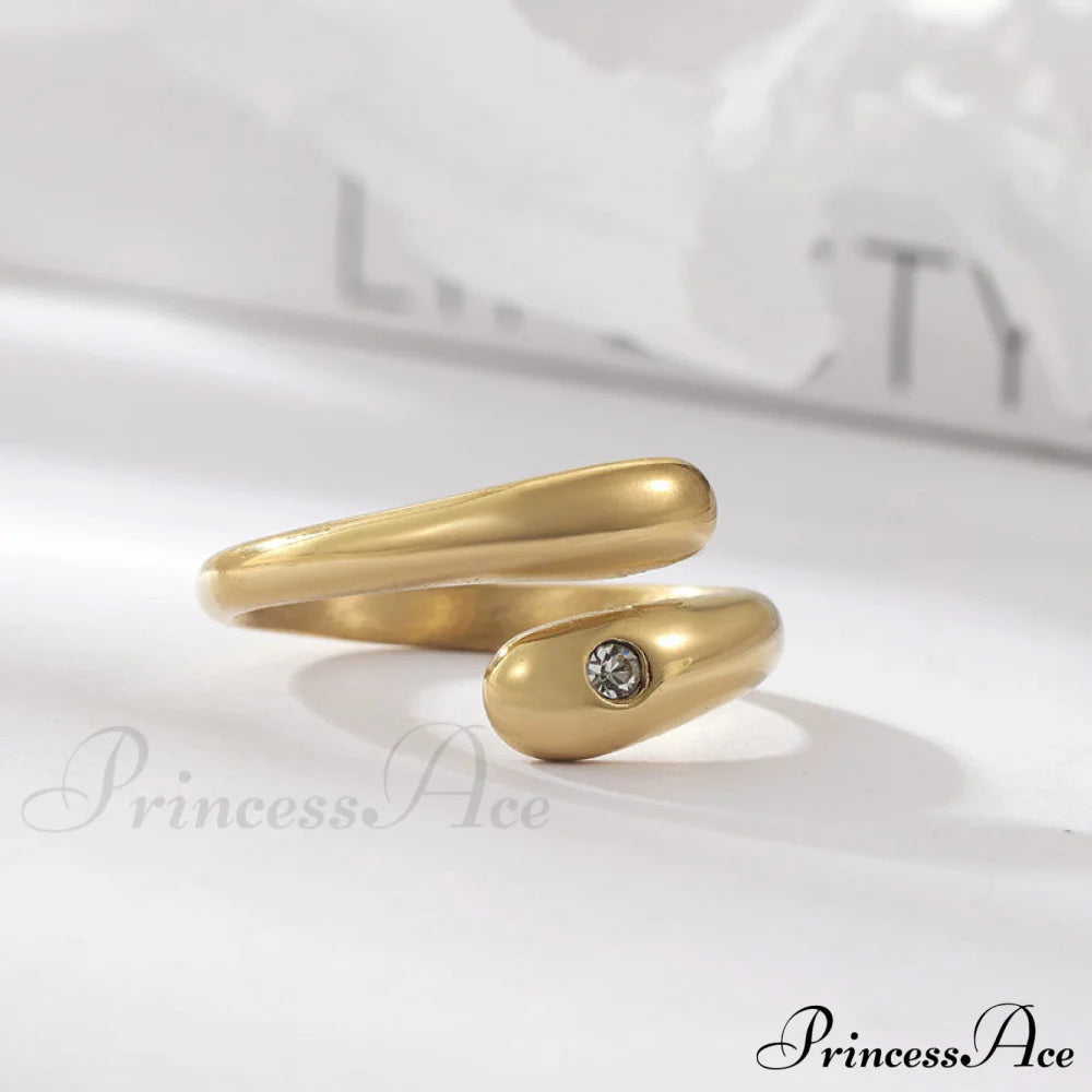 Simple Diamond Studded Gold Plating Rings