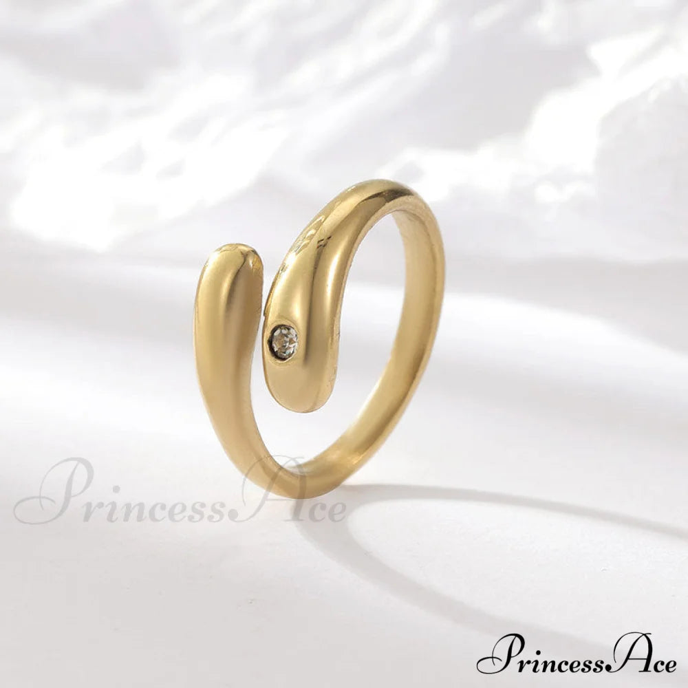 Simple Diamond Studded Gold Plating Rings Gold / 6