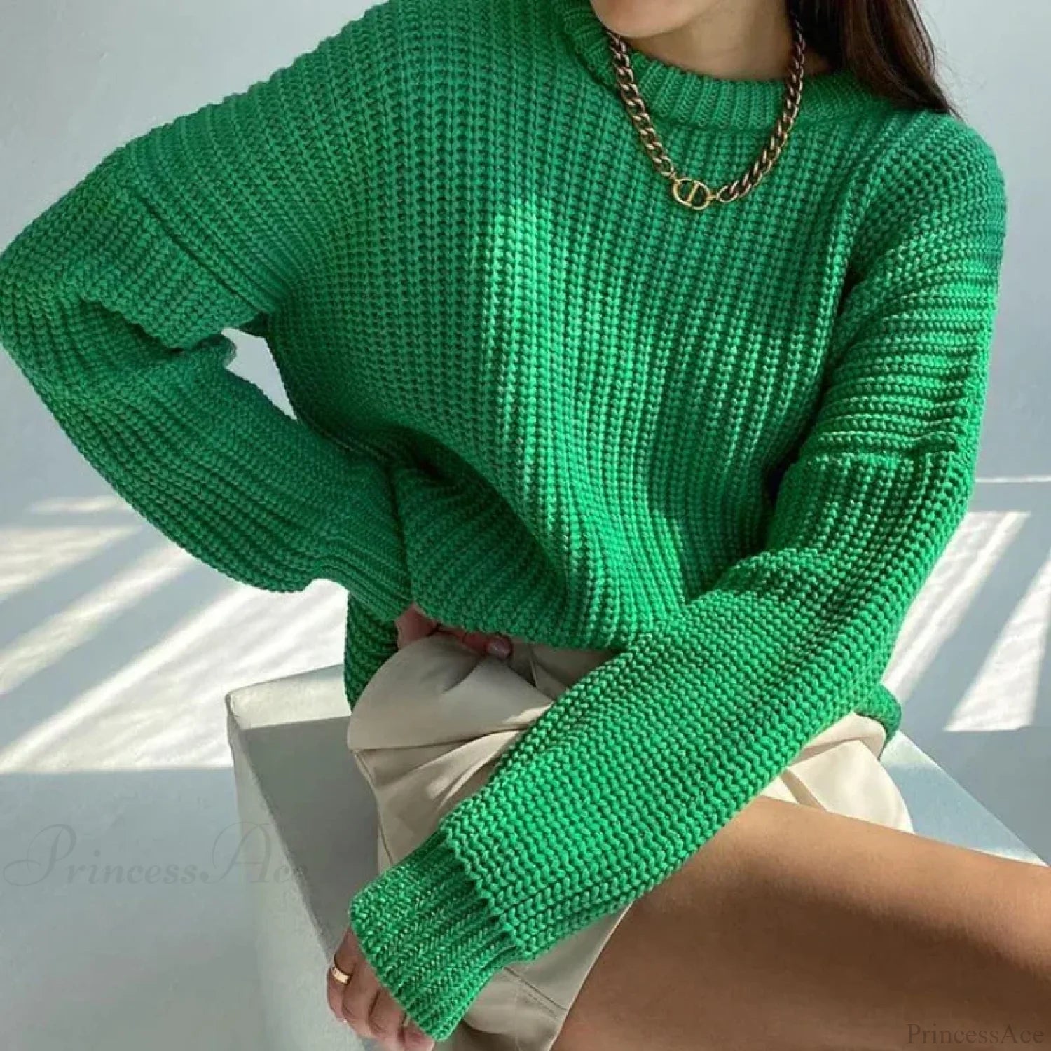 Simple Pullover Purple Y2k Sweater Green / S