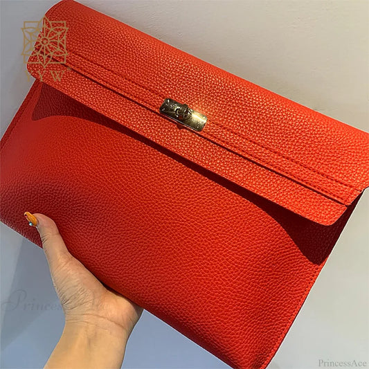 Simple Red PU Leather Envelope Clutch Bag for Women 330X30X230mm / Red clutchbag-250126
