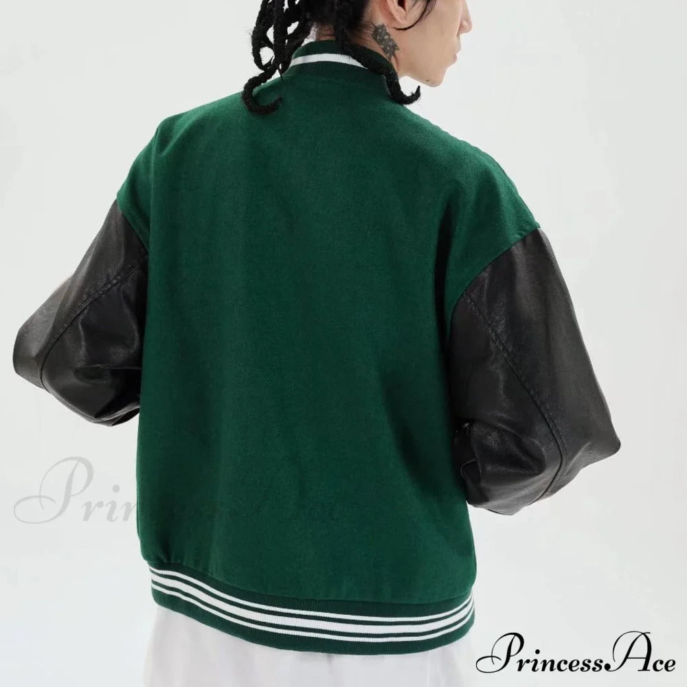 Simple Unisex Baseball Colleage Jacket