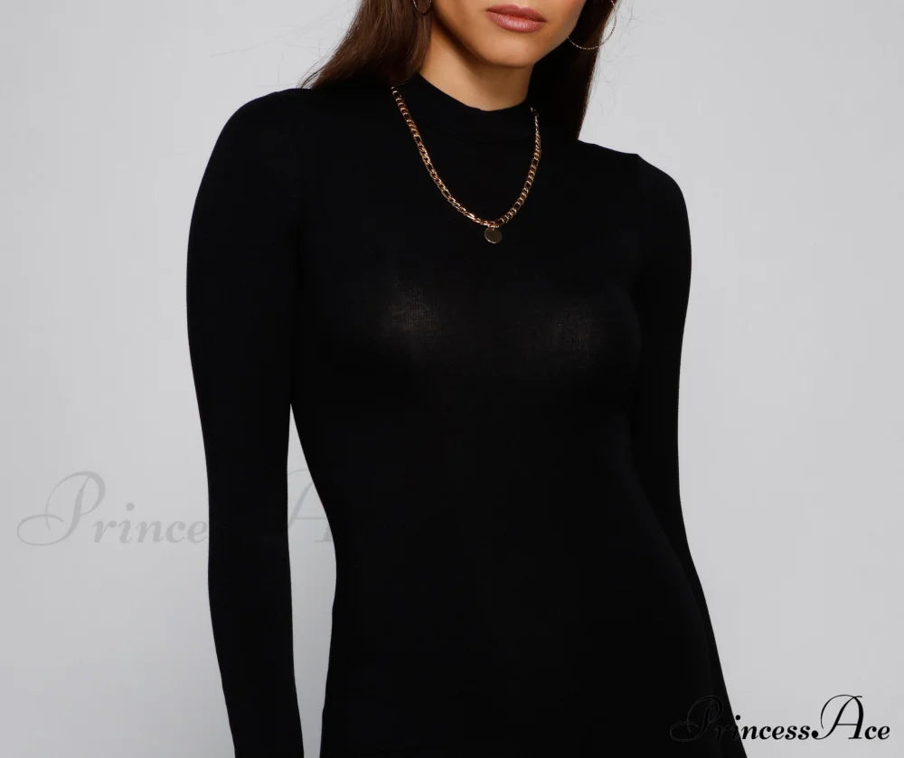 Simply Stylish Mock Charming Neck Mini Dress Casual Dresses