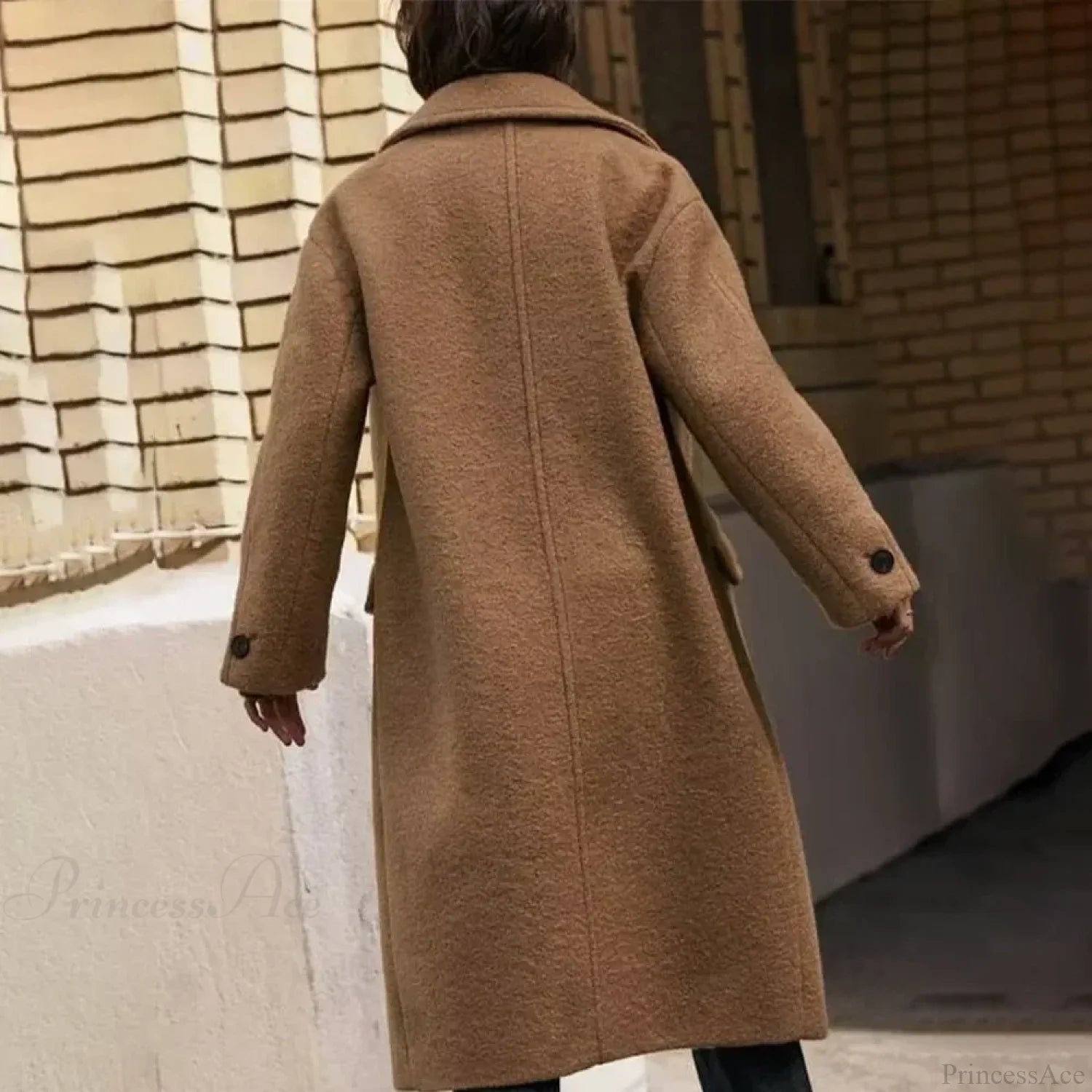 Single-Breasted Casual Woolen Overcoat