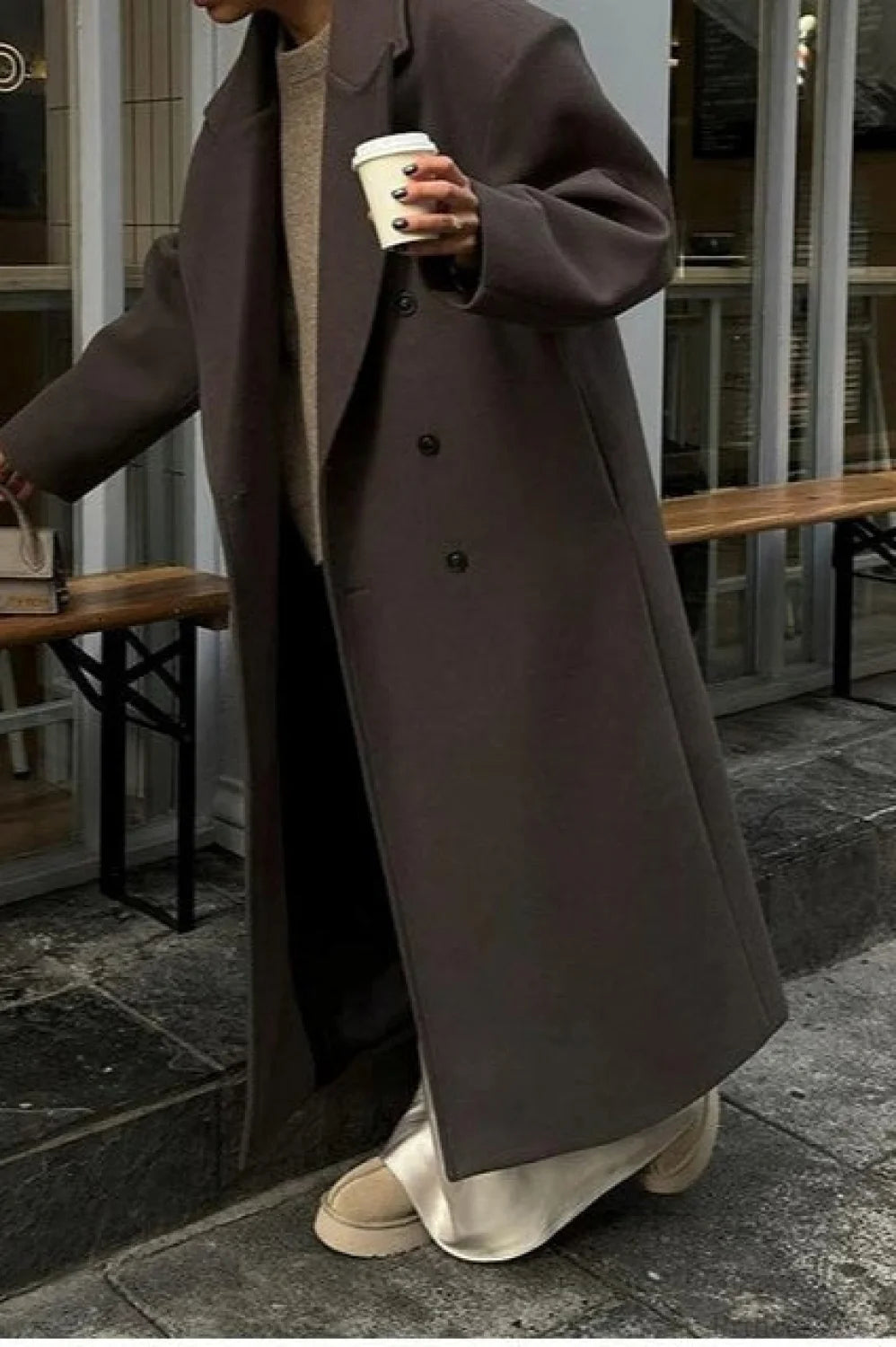 Single-Breasted Winter Coat Brown / S