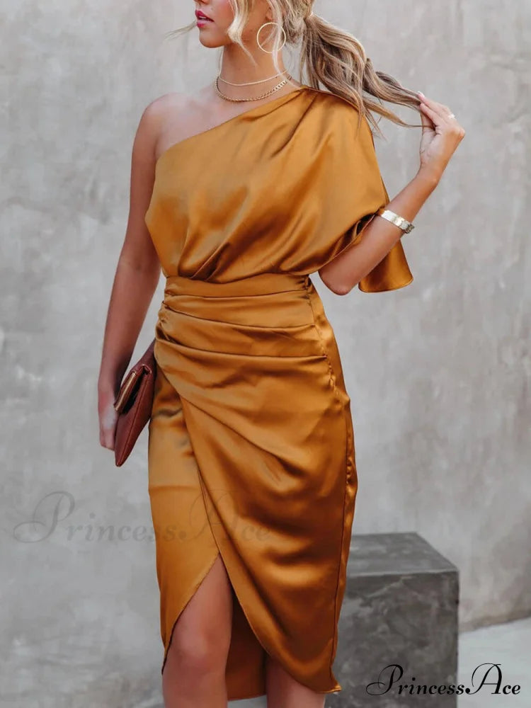 Single Sleeve Stylish Irregular Evening Dress Dresses