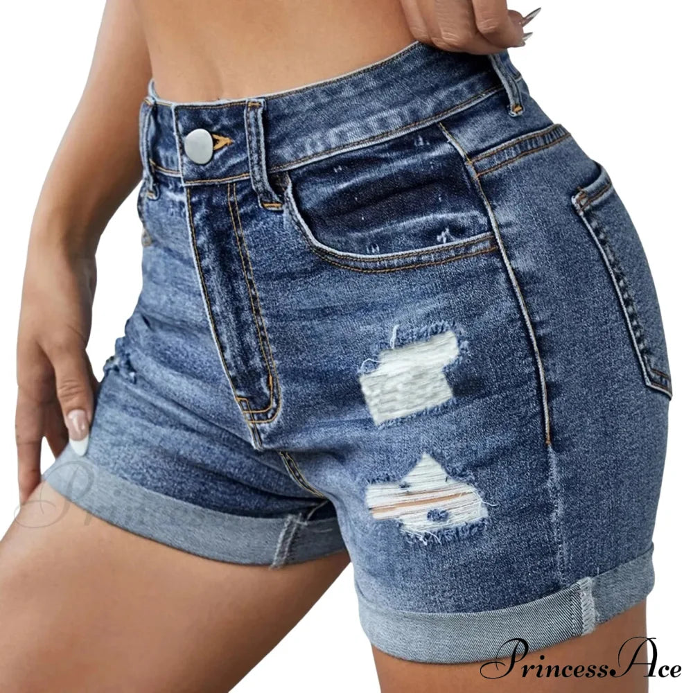 Size Sexy Ripped Denim Stretchy Jean With Pockets Short