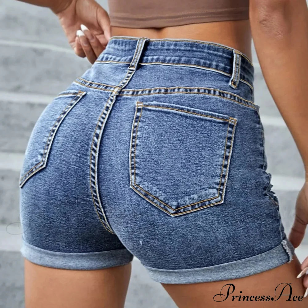 Size Sexy Ripped Denim Stretchy Jean With Pockets Short