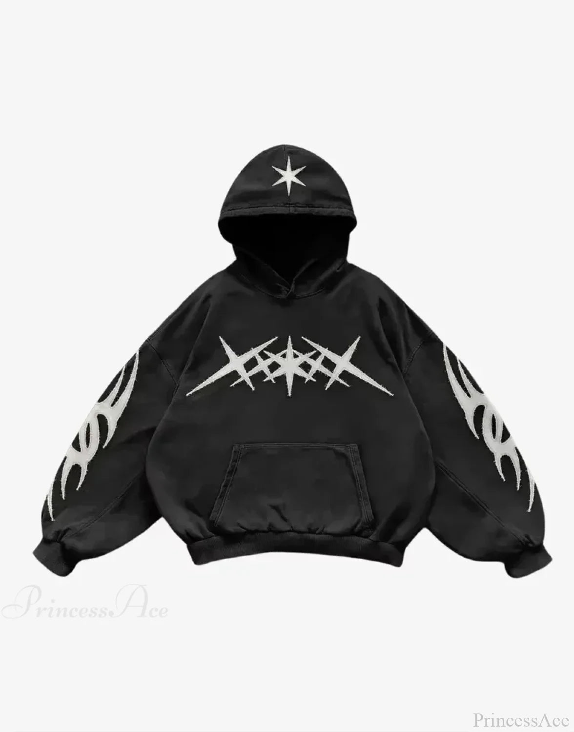 Skull Patchwork Zipper Hoodie black 16 / S