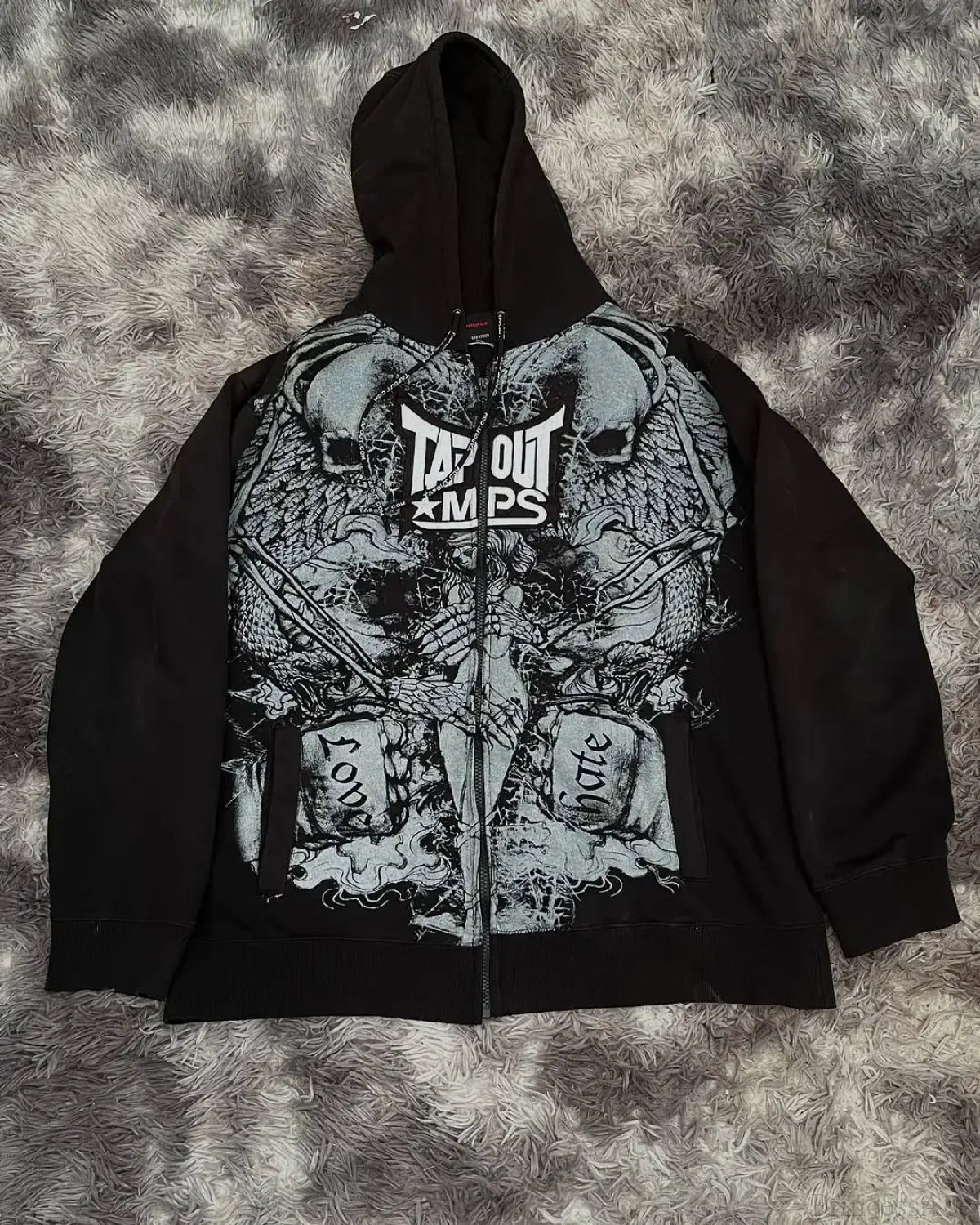 Skull Print Hooded Sweatshirt Black 8 / S