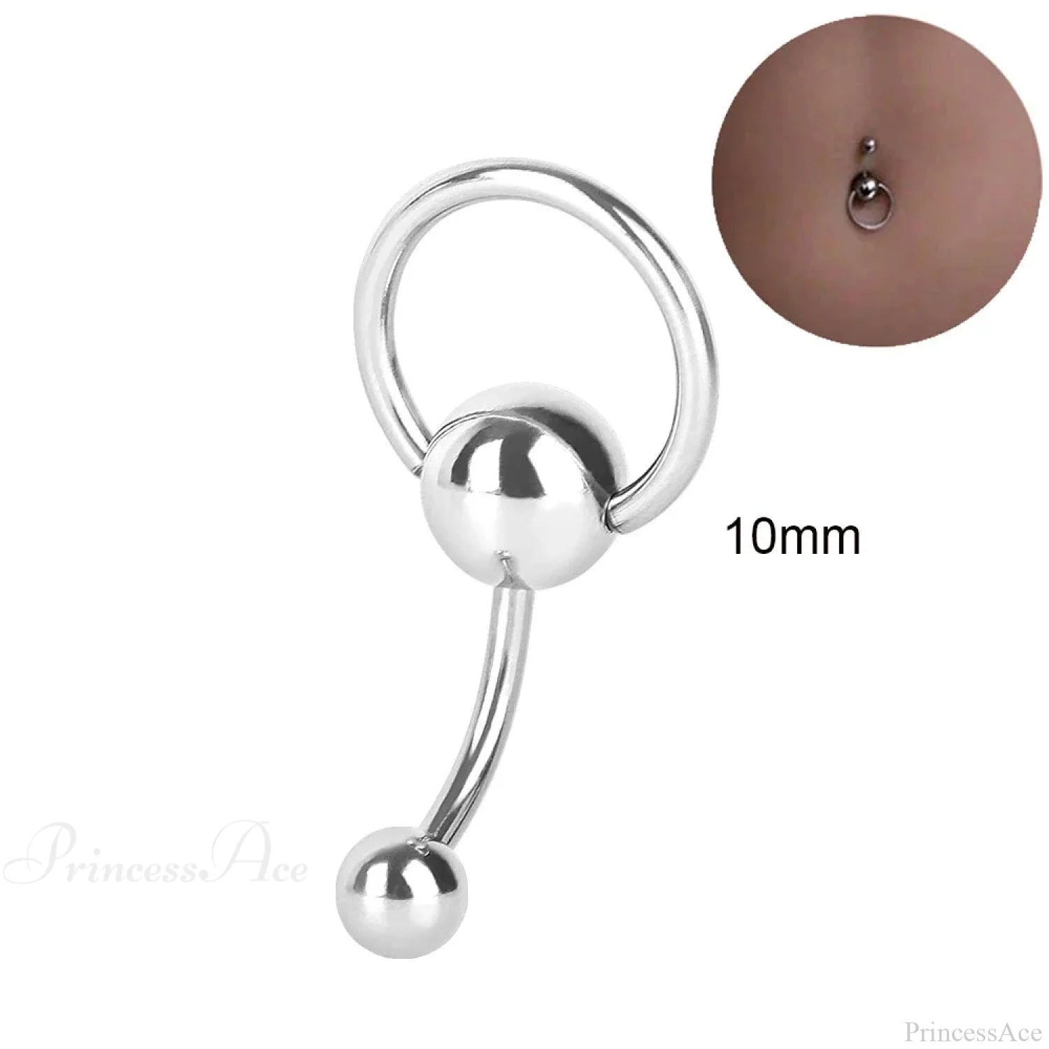 Skull Serpent Dangle Dark Belly Ring Round Ring 10mm