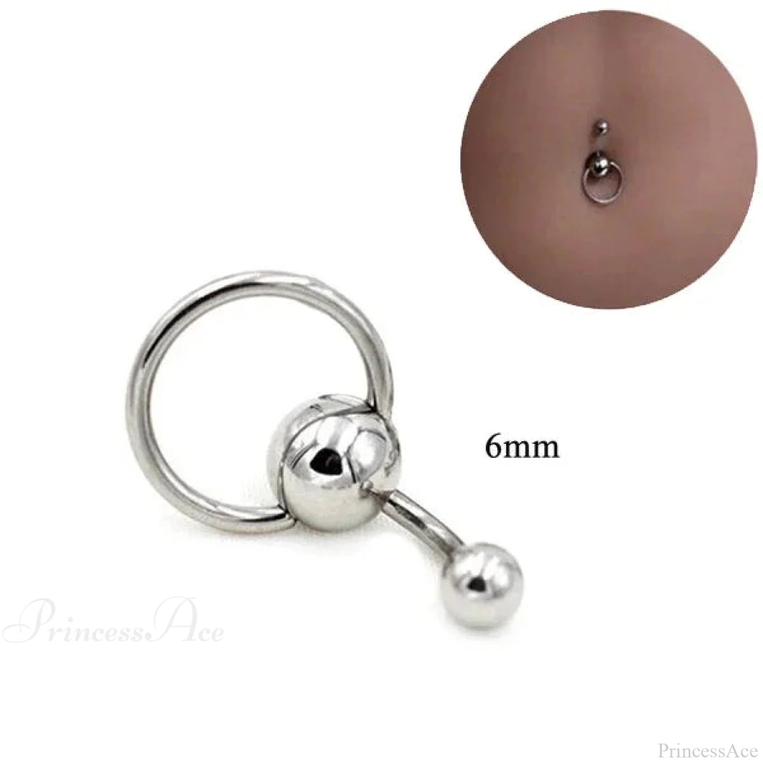 Skull Serpent Dangle Dark Belly Ring Round Ring 6mm