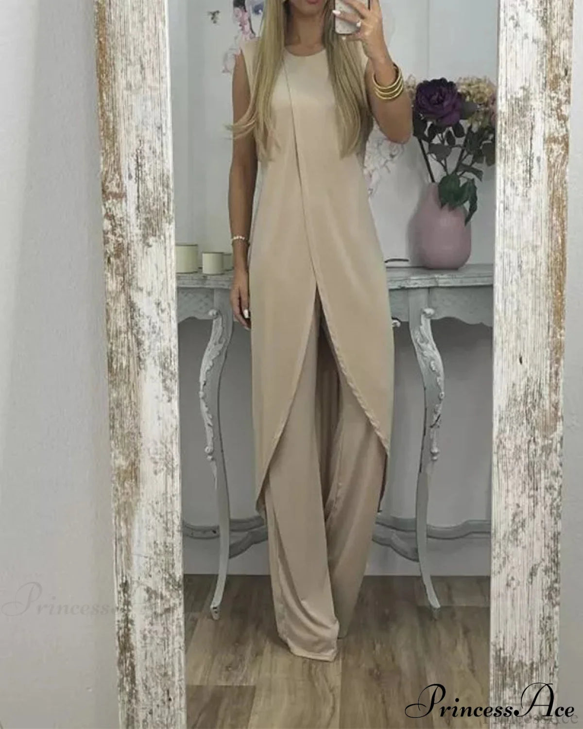 Sleeveless two-piece set Beige Casual Dresses Clothes Dresses SALE Summer Two-Piece Sets