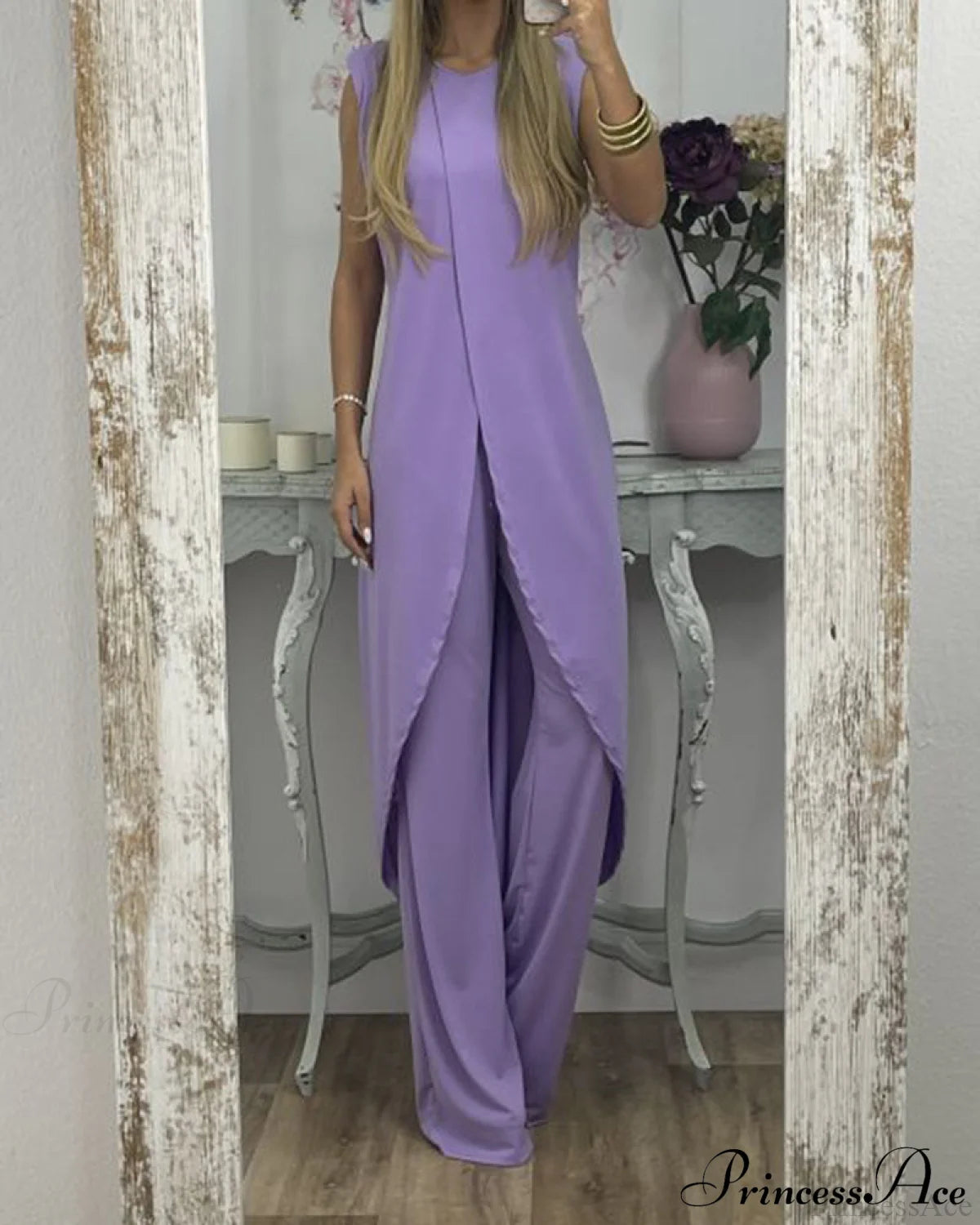 Sleeveless two-piece set Purple Casual Dresses Clothes Dresses SALE Summer Two-Piece Sets