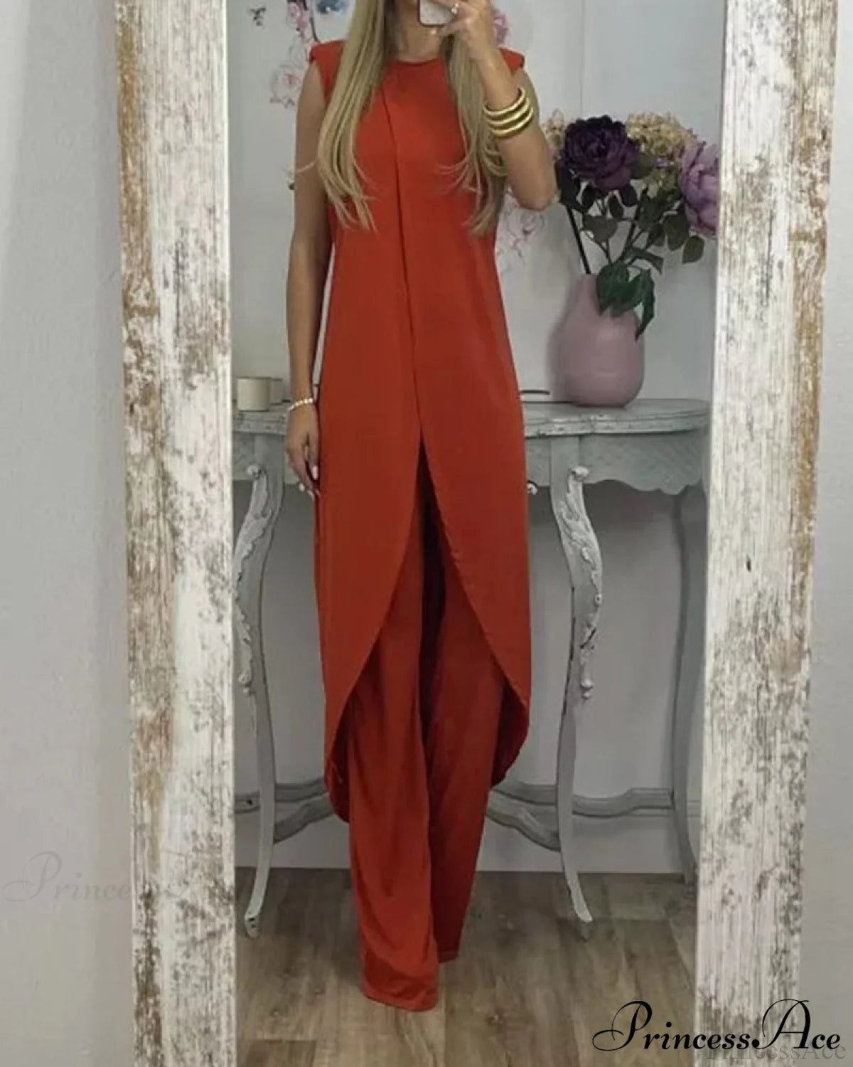 Sleeveless two-piece set Red Casual Dresses Clothes Dresses SALE Summer Two-Piece Sets