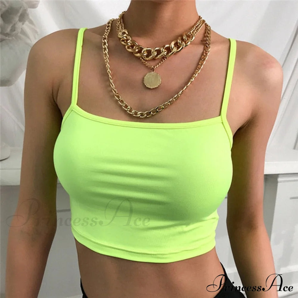 Sleeveless Cotton Bustier Unpadded Bandeau Crop Top Green / S