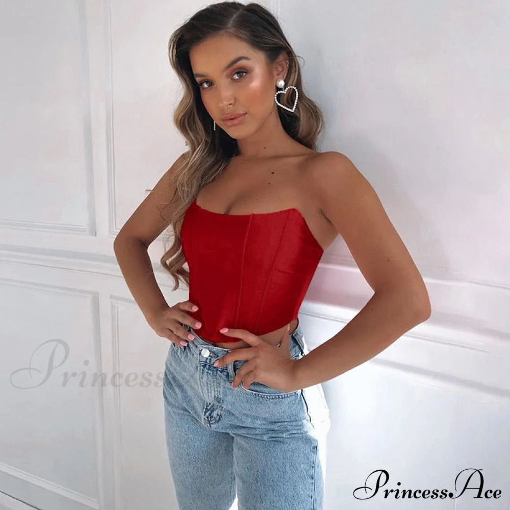 Sleeveless Off Shoulder Velvet Sexy Corset