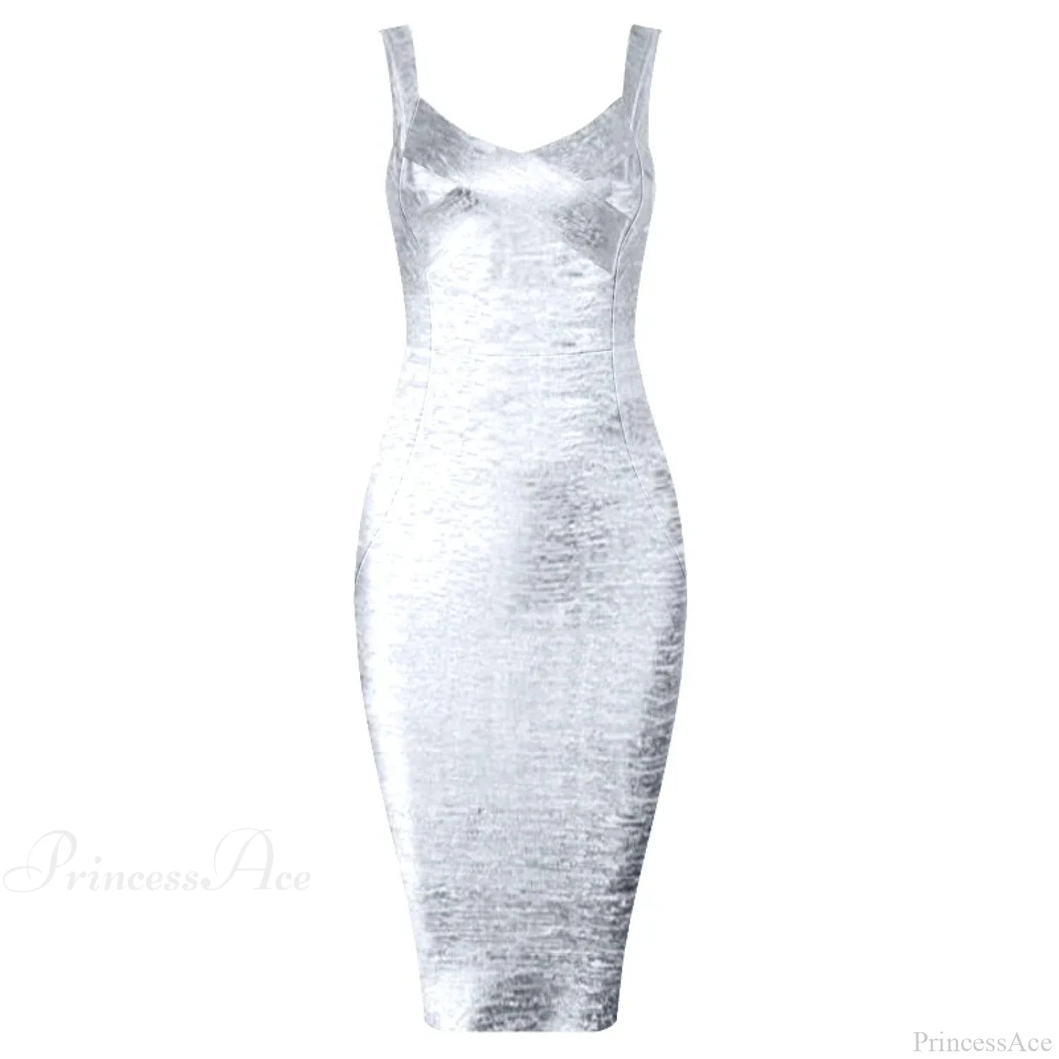 Sleeveless Rayon Bodycon Party Dress Silver / S Partydress-241208