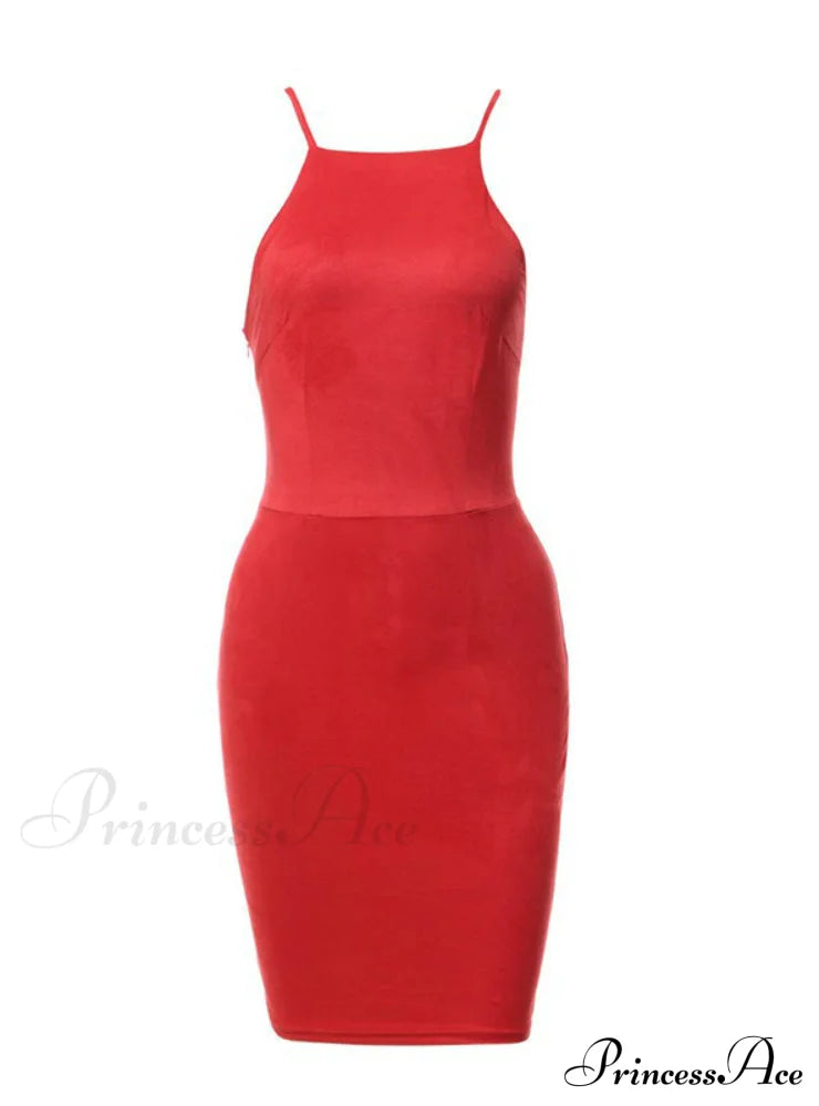 Slim Bodycon Club Wear Dress - Sleeveless M / Red Black Bodycon Dress
