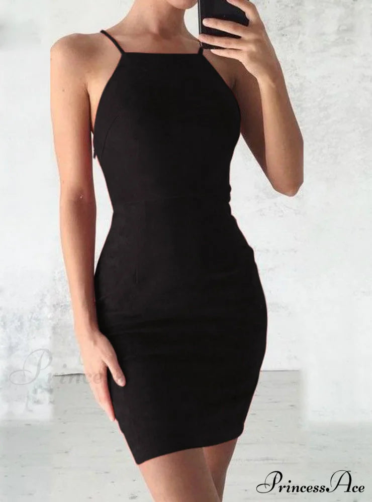 Slim Bodycon Club Wear Dress - Sleeveless S / Black Black Bodycon Dress