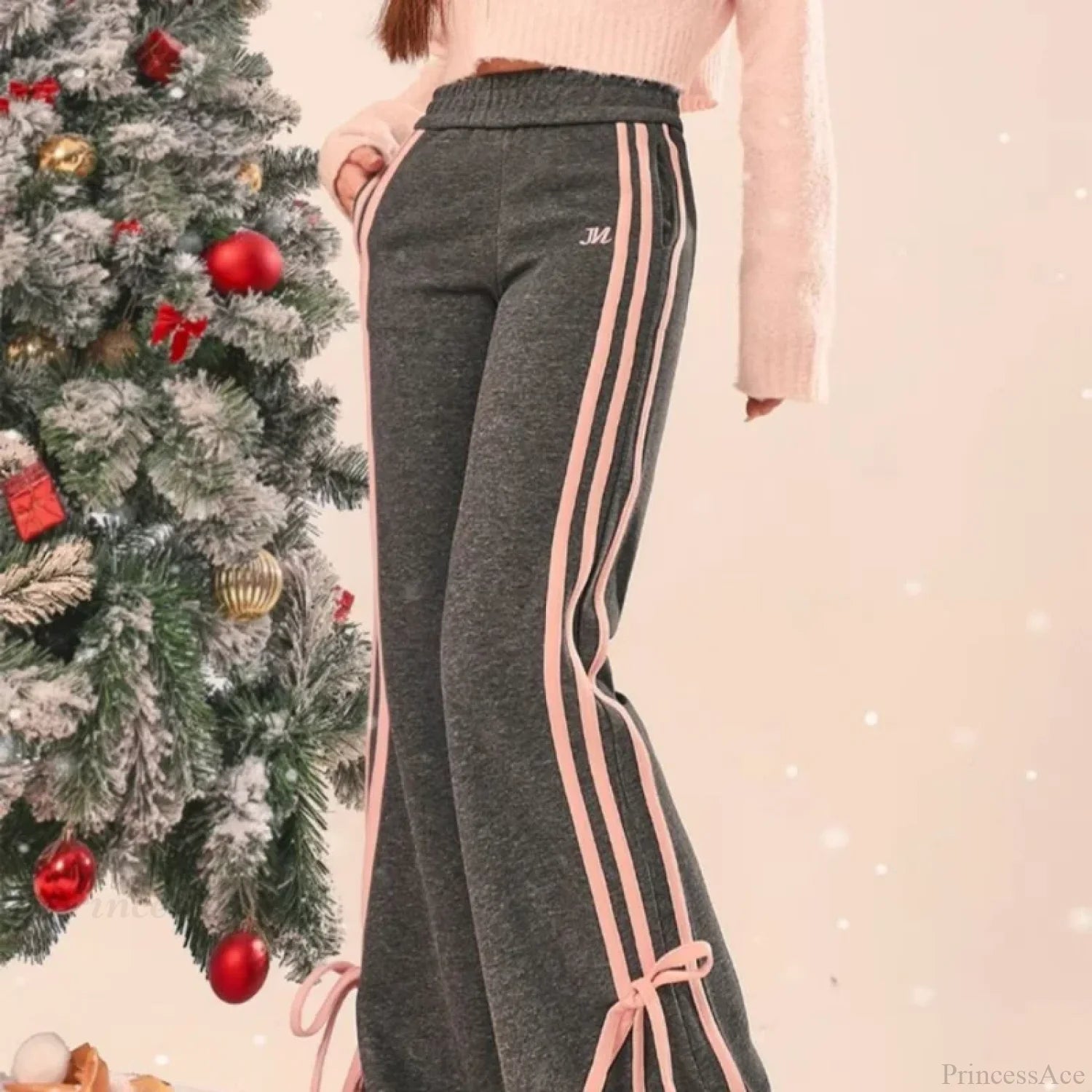 Slim Casual Gray Sports Flared Pants