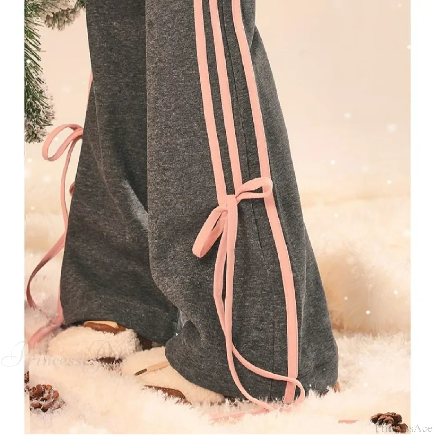 Slim Casual Gray Sports Flared Pants