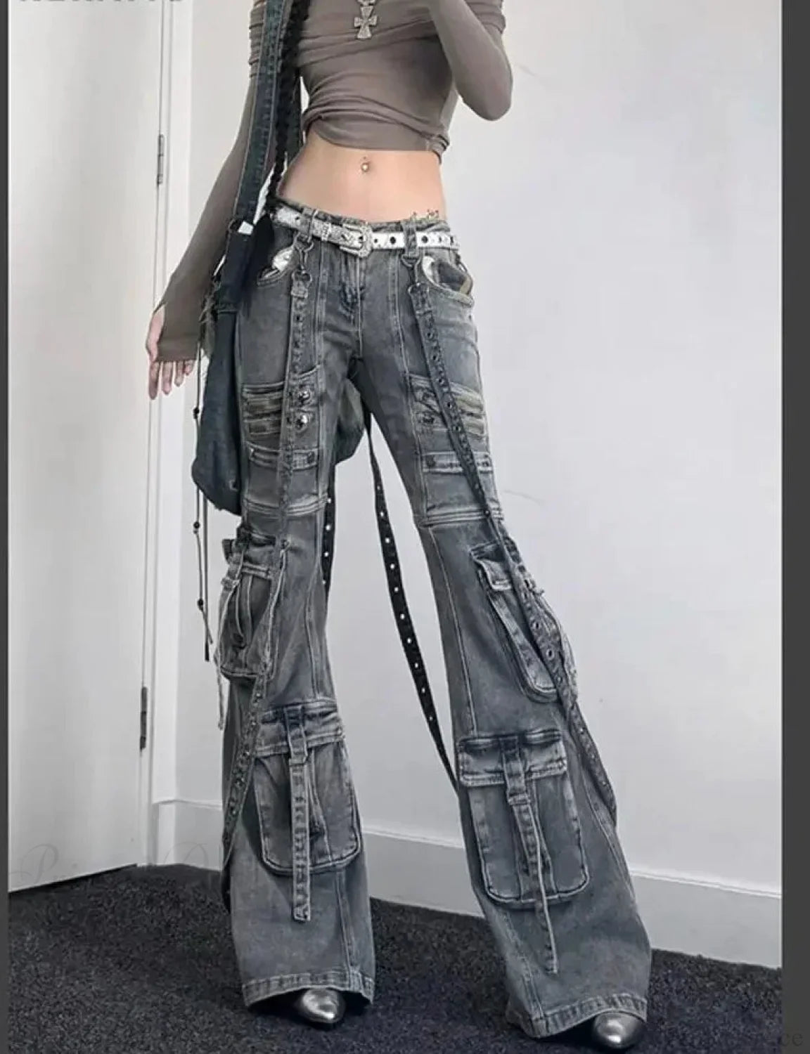 Slim Fit Gothic Lace-up Vintage Pant Modified Title: Thin Fit Gothic Lace-up Antique Pant