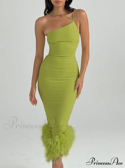 Slim Sleeveless Maxi Spaghetti Strap Backless Green Elegant Club Party Bodycon Dress