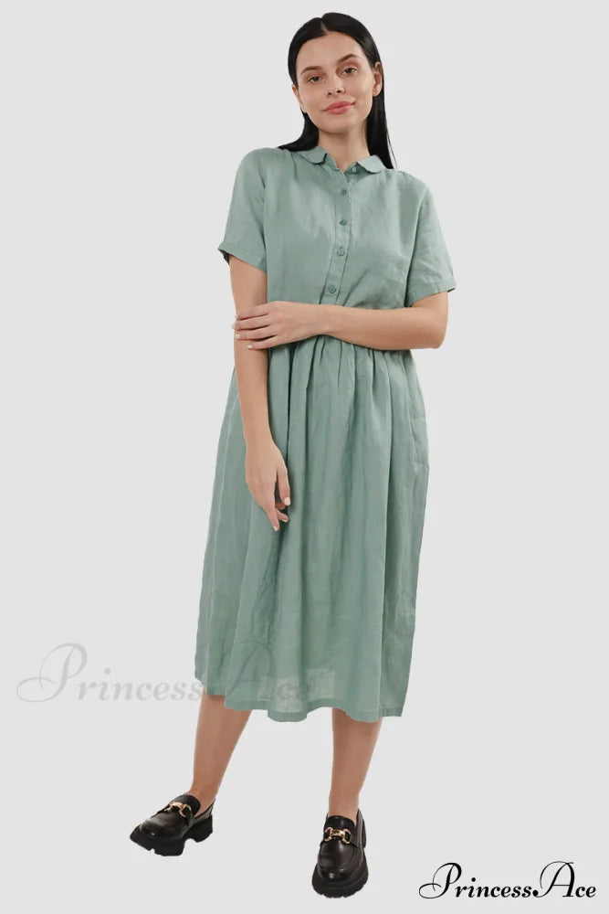 Slouchy Linen Daisy Dress Midi Dresses