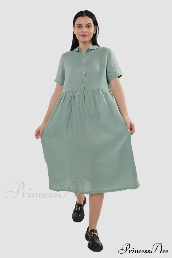 Slouchy Linen Daisy Dress Mint Green / Xl Midi Dresses