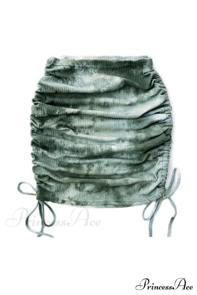 Smocked Tie Dye Skirt Green / S Skirts