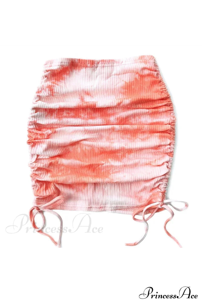 Smocked Tie Dye Skirt Pink / M Skirts