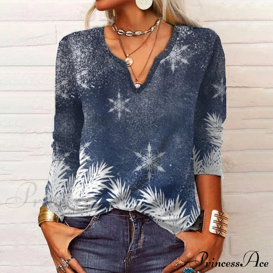 Snowflake Design Blouse Blouses