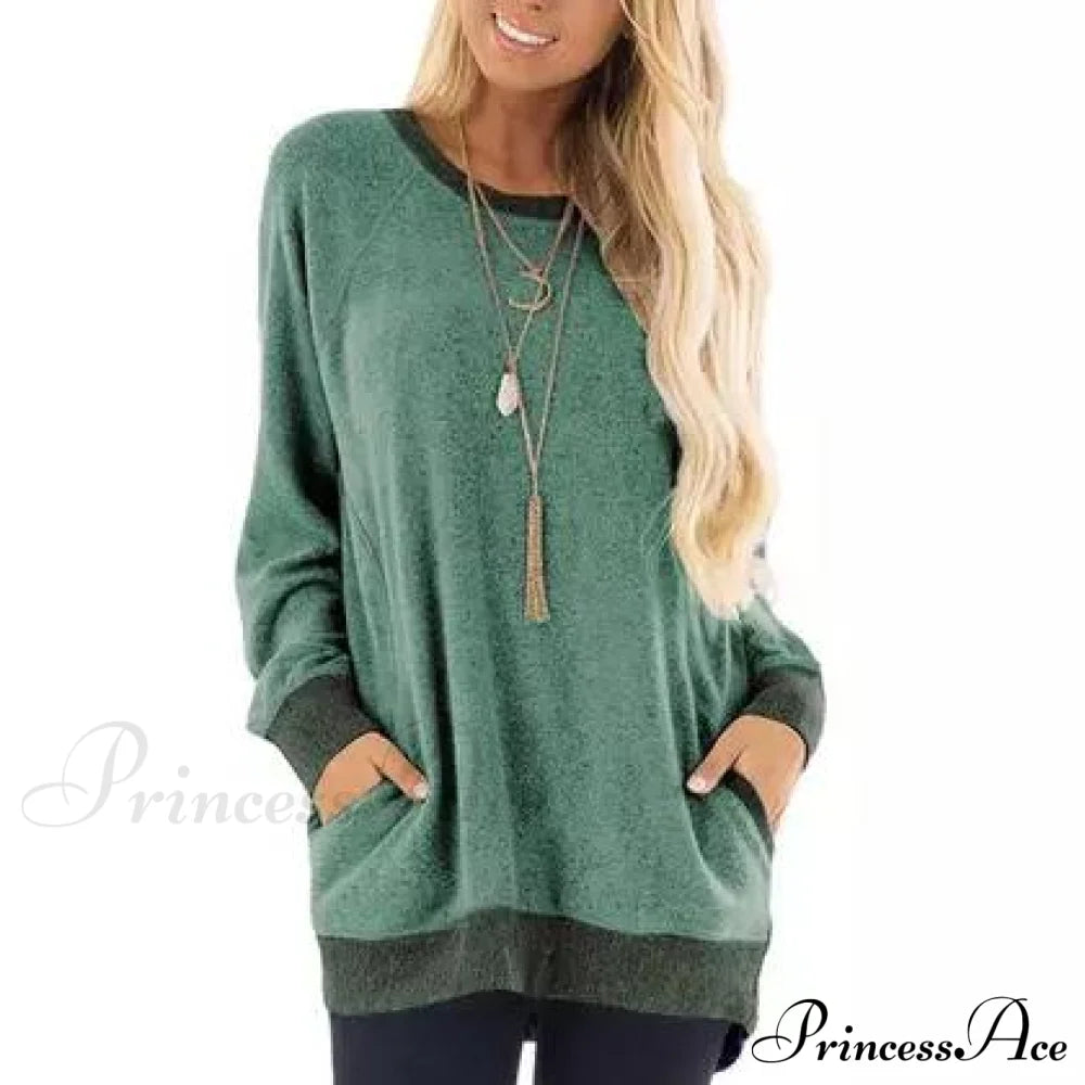 Haute Edition Women's Ultra Soft Long Sleeve Pullover Sweatshirt Green __label1:BOGO FREE Clearance clothes PriceCheck refund_fee:1200 tops